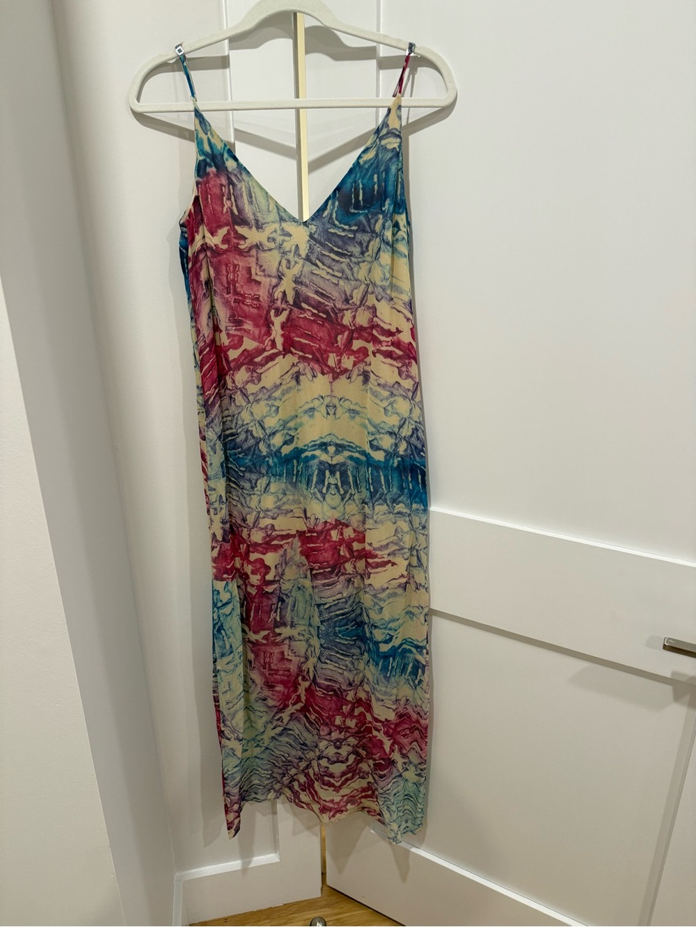 Rory Beca Cream Slip Dress with Blue Accents